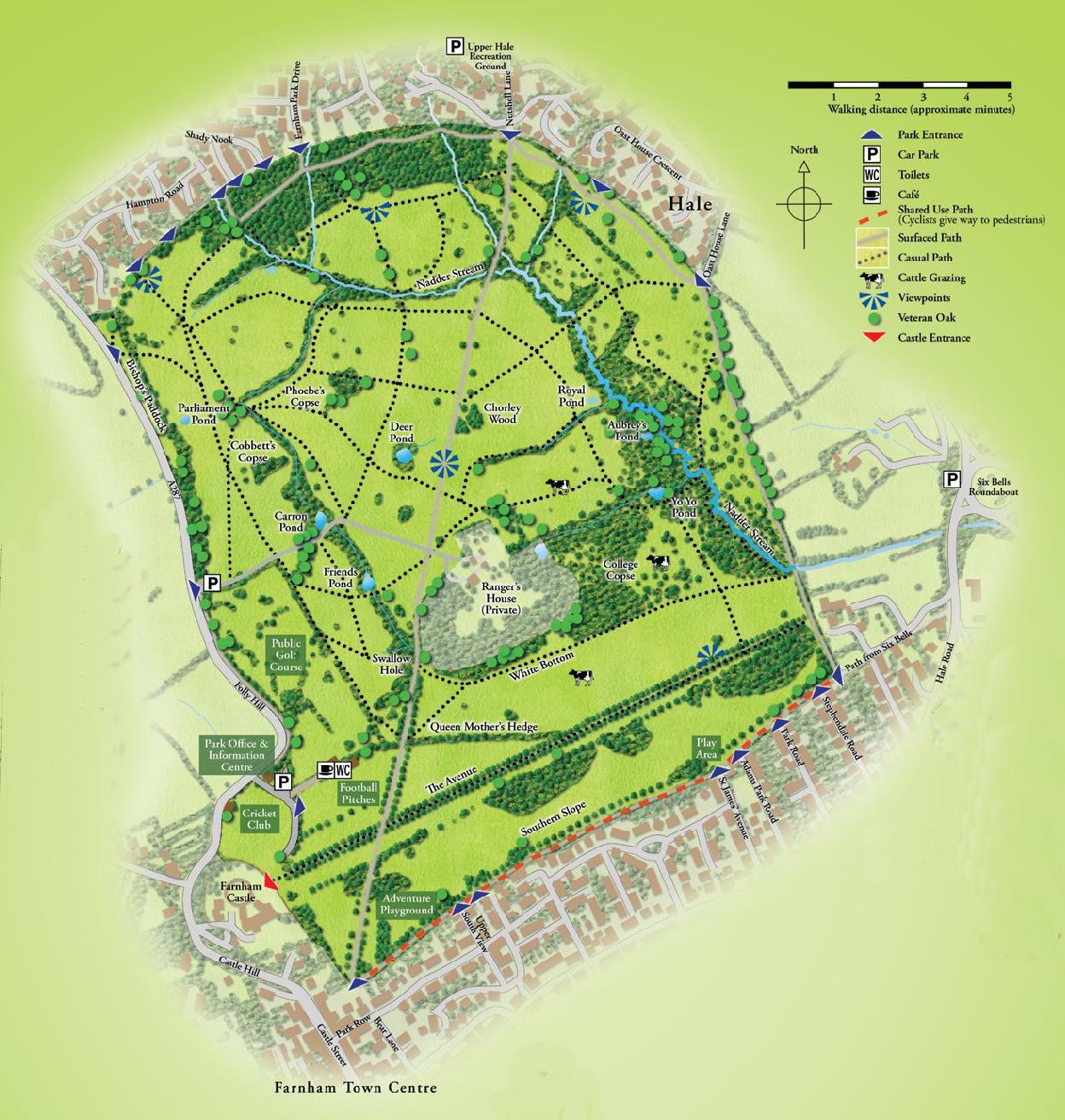 Farnham Park Map, click to enlarge